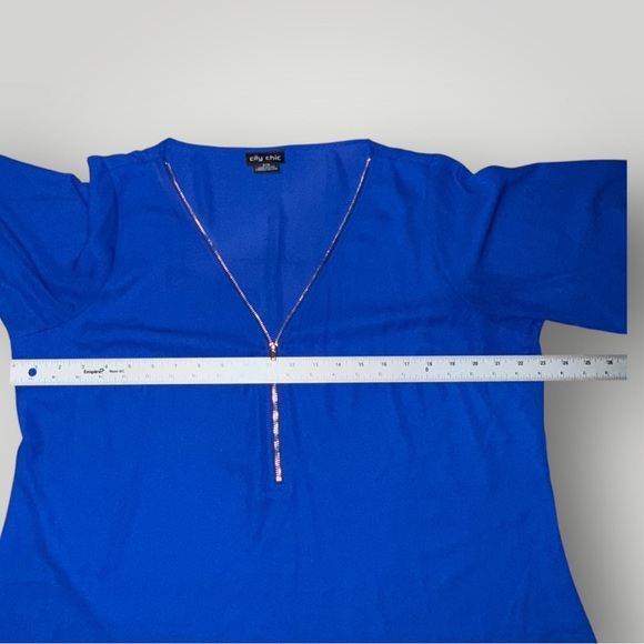 CITY CHIC Sexy Fling Elbow Sleeve Top - Plus 16 (S) Blue - Picture 10 of 13